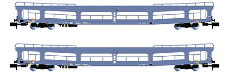 021-HN4409 - N - DR, 2-tlg. Set, Autotransportwagen DDm, in blauer Lackierung, Ep. IV-V
